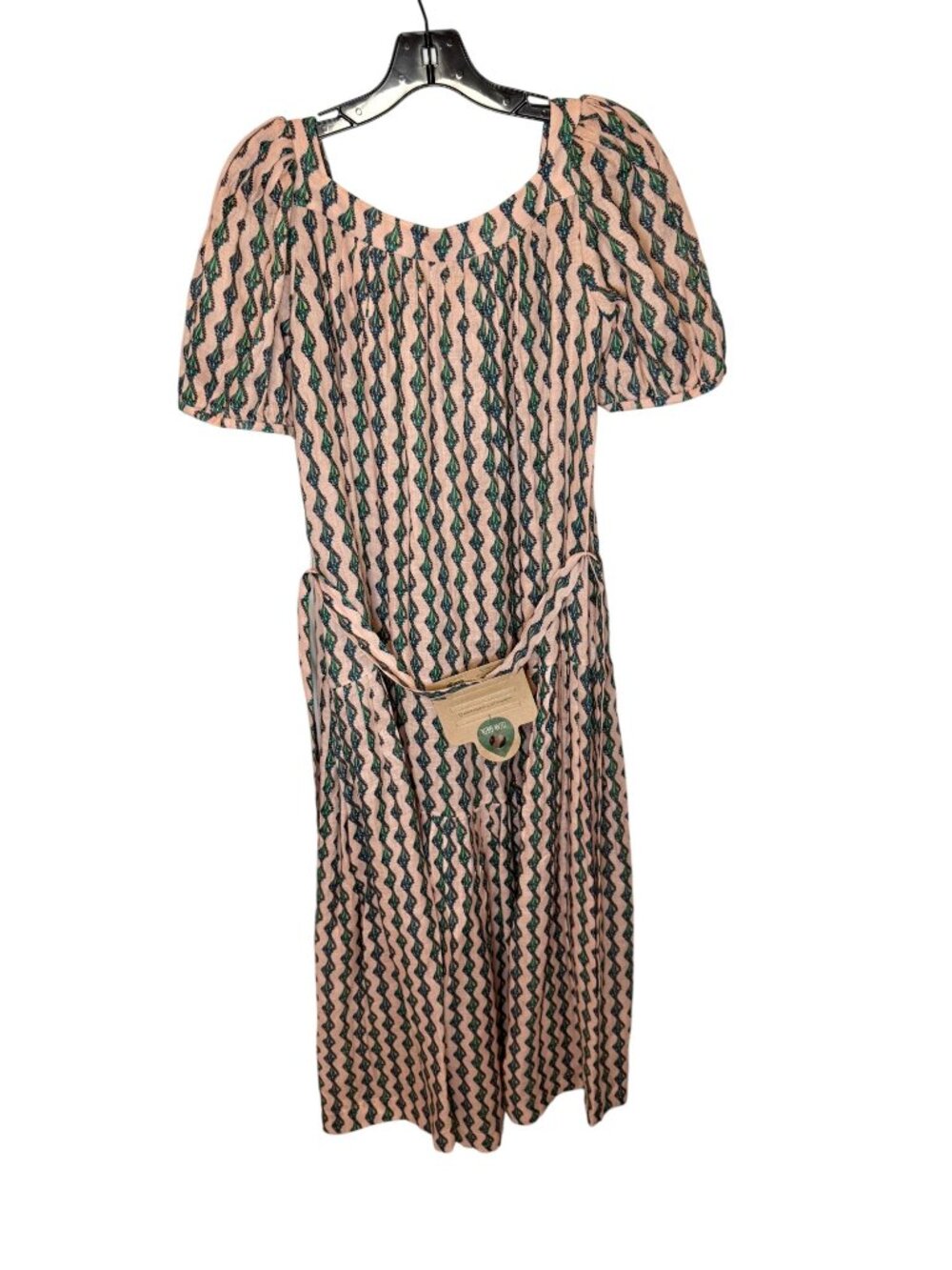 Saloni Yashi printed linen midi dress  Blush Pink - Size 6 - Picture 6 of 8